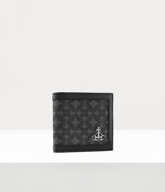 Vivienne Westwood re-jacquard orborama man billfold mini orb black/grey